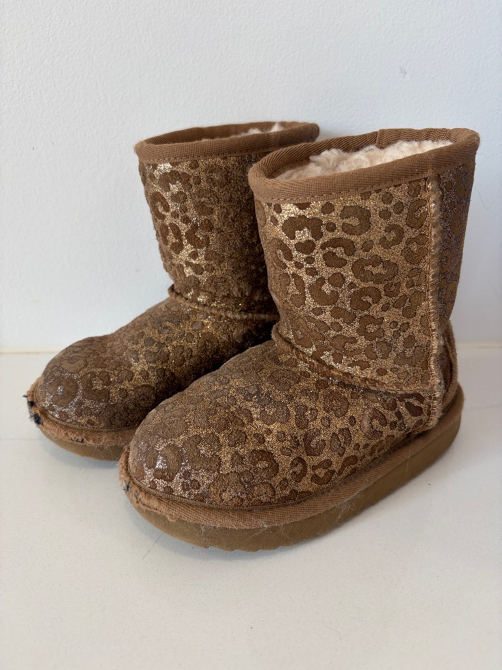 UGG Kids Brown Glitter Leopard Boots
